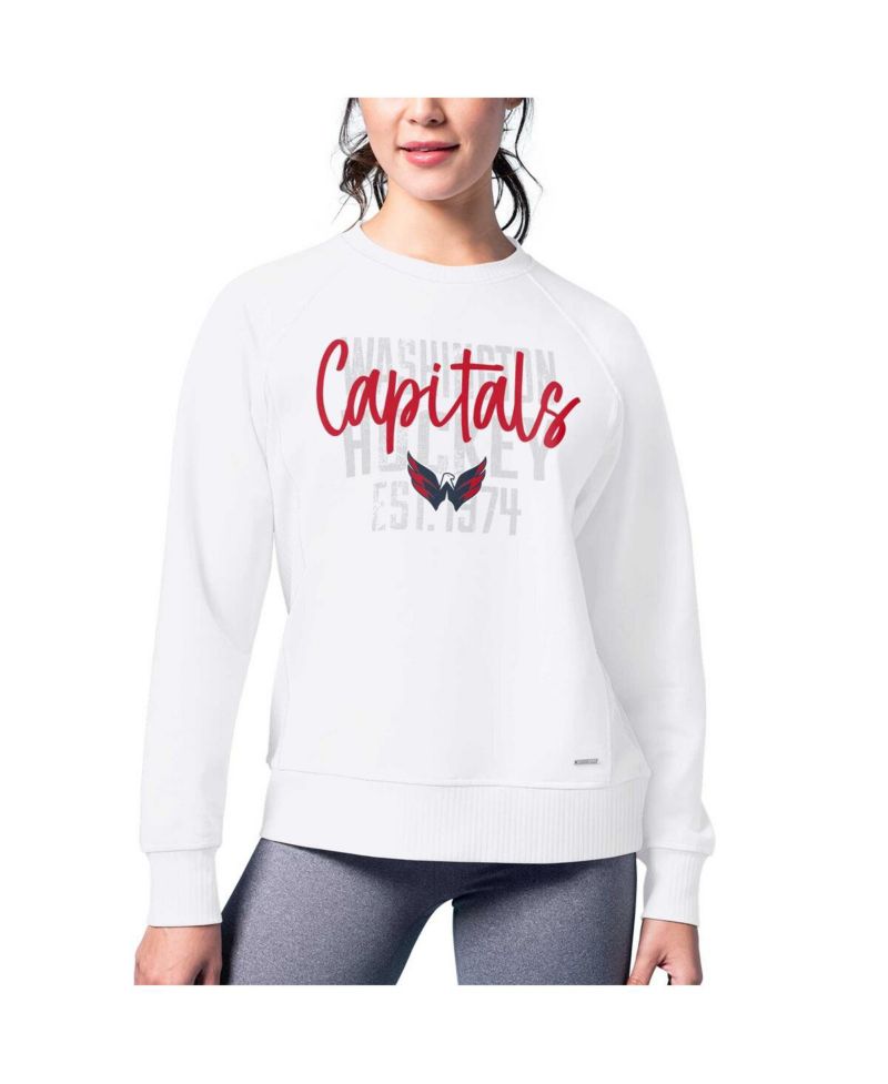 Women's White Washington Capitals Millie Raglan Pullover Sweatshirt