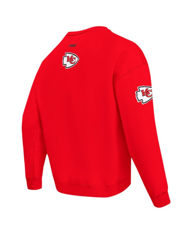 Men's Red Kansas City Chiefs Turn It Up Drop Shoulder Pullover Sweatshirt
