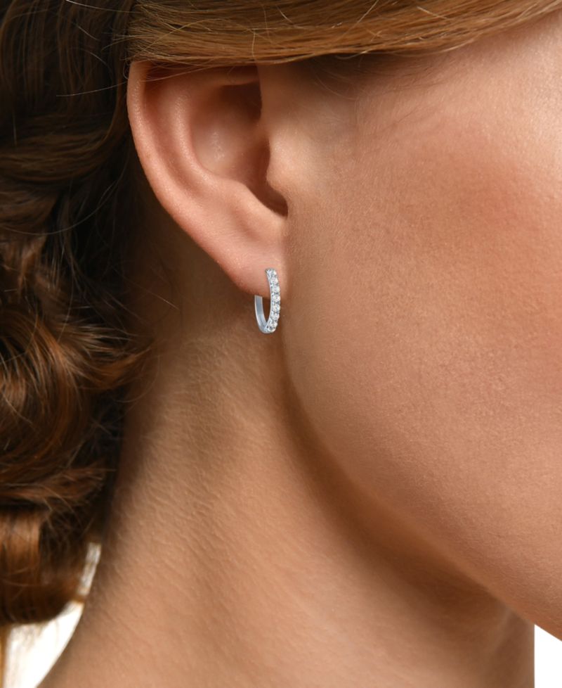 Lab-Created Diamond Small Hoop Earrings (1/4 ct. t.w.) in 10k White or Yellow Gold
