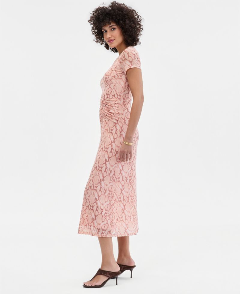 Women's Short-Sleeve Mesh Midi Dress