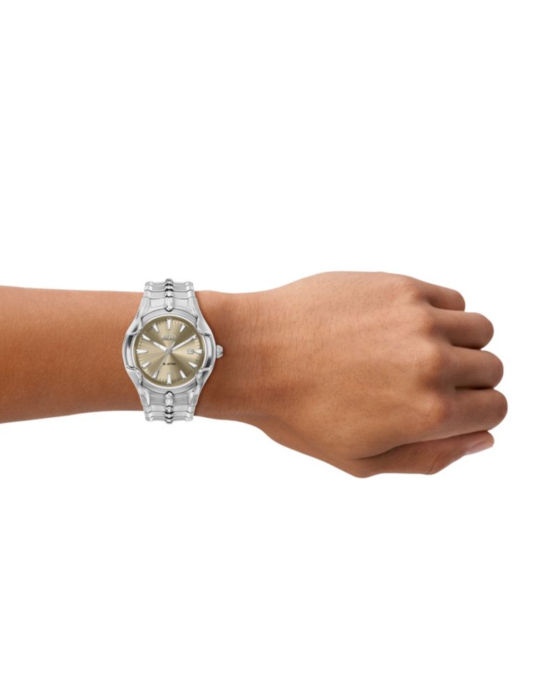 Men's Vert Quartz Three-Hand Date Silver Stainless Steel Watch, 45mm