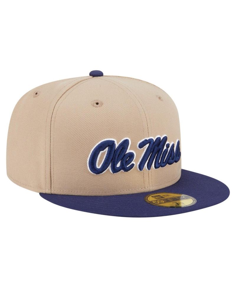 Men's Khaki Ole Miss Rebels Two-Tone 59FIFTY Fitted Hat