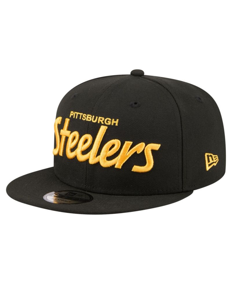 Men's Black Pittsburgh Steelers Core Team Script 9FIFTY Snapback Hat