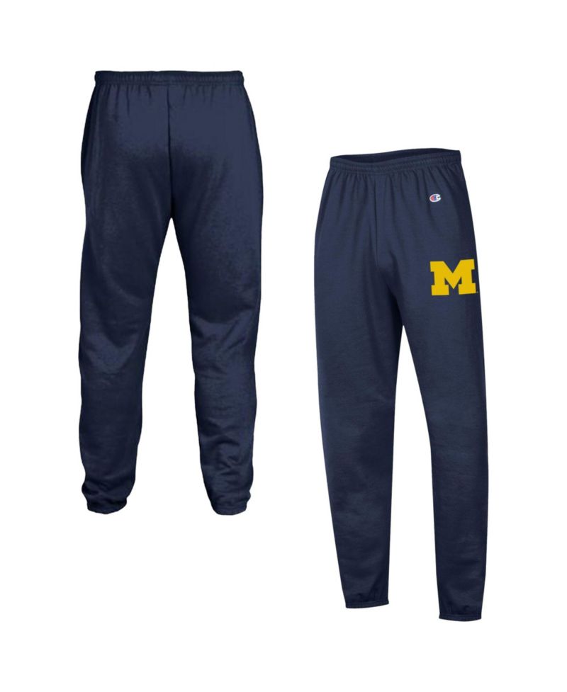 Men's Navy Michigan Wolverines Powerblend Banded Fleece Sweatpants