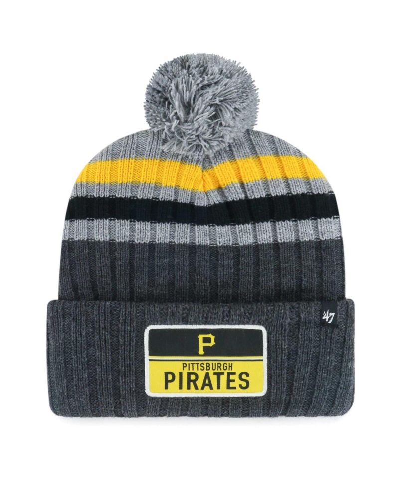 Men's Gray Pittsburgh Pirates Stack Cuffed Knit Hat with Pom