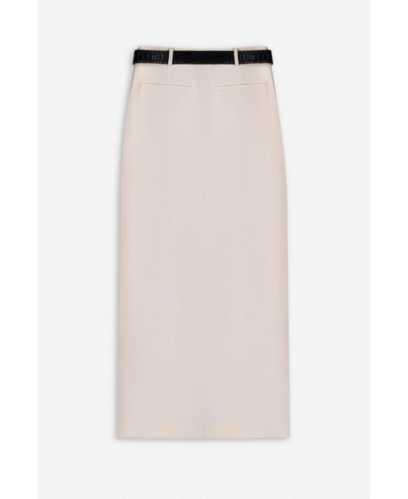 Women's Belted Front-Slit Maxi Skirt