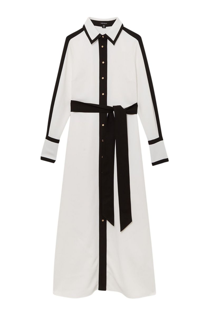 Women's Belted Midi Shirt Dress