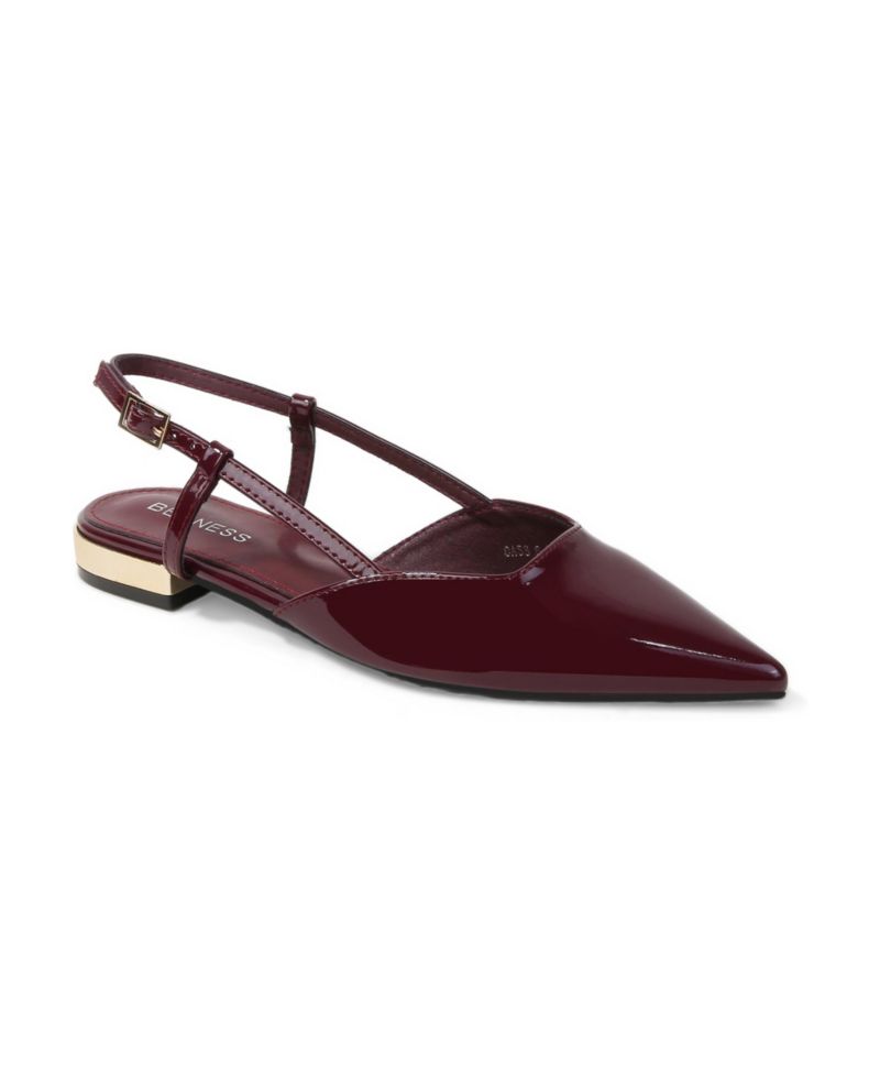 Cass Patent Slingback Flats with Gold-Tone Heel