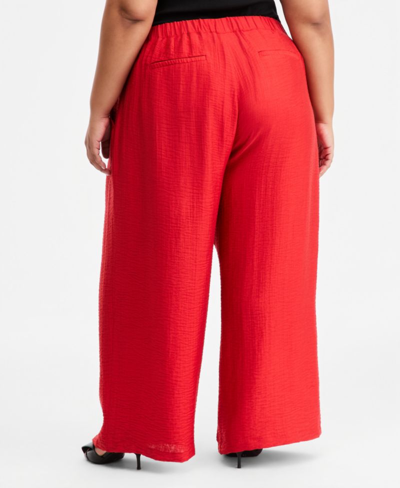 Trendy Plus Size Pull-On Pintucked Gauze Pants