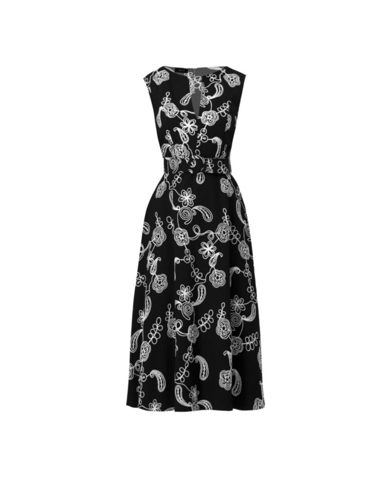Women's Embroidered Belted Midi Dress