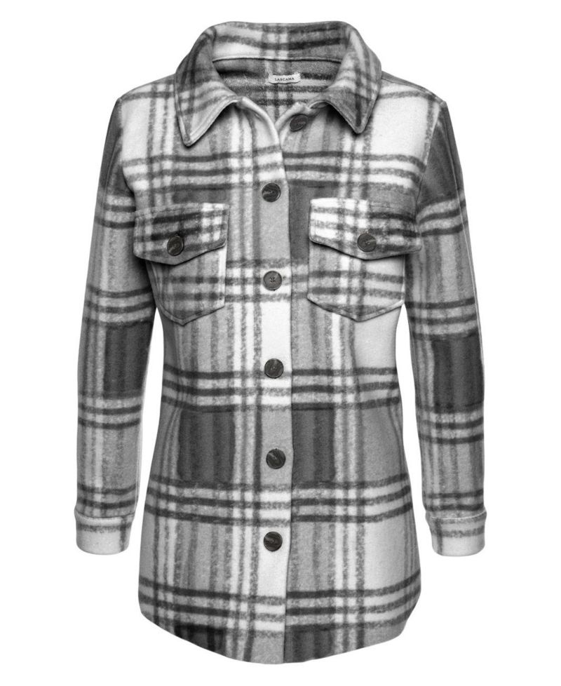 Women's Plaid Shirt with Pockets Everyday Comfort Jacket