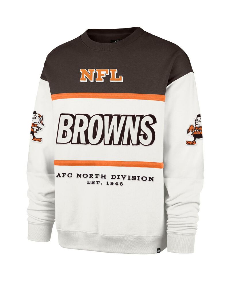 Men's White Cleveland Browns Throwback Breeze Maximalist Sweatshirt
