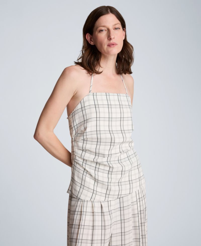 Women's Plaid Halter Neck Bustier Top