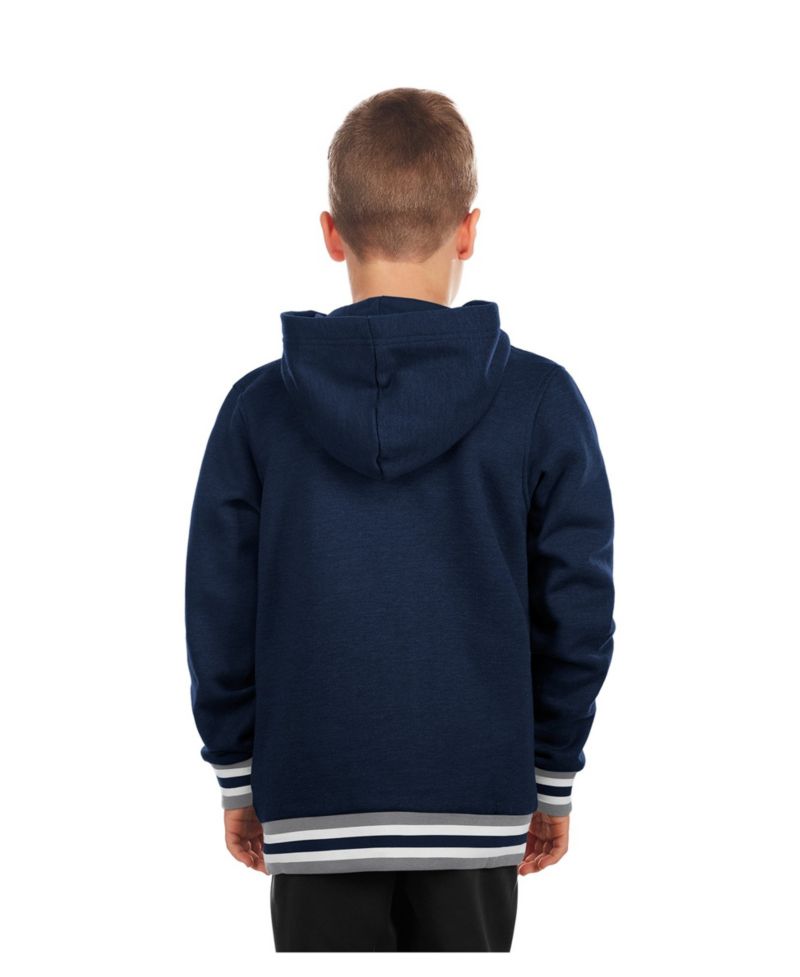 Big Boys and Girls Navy New York Yankees Knit Trim Pullover Hoodie