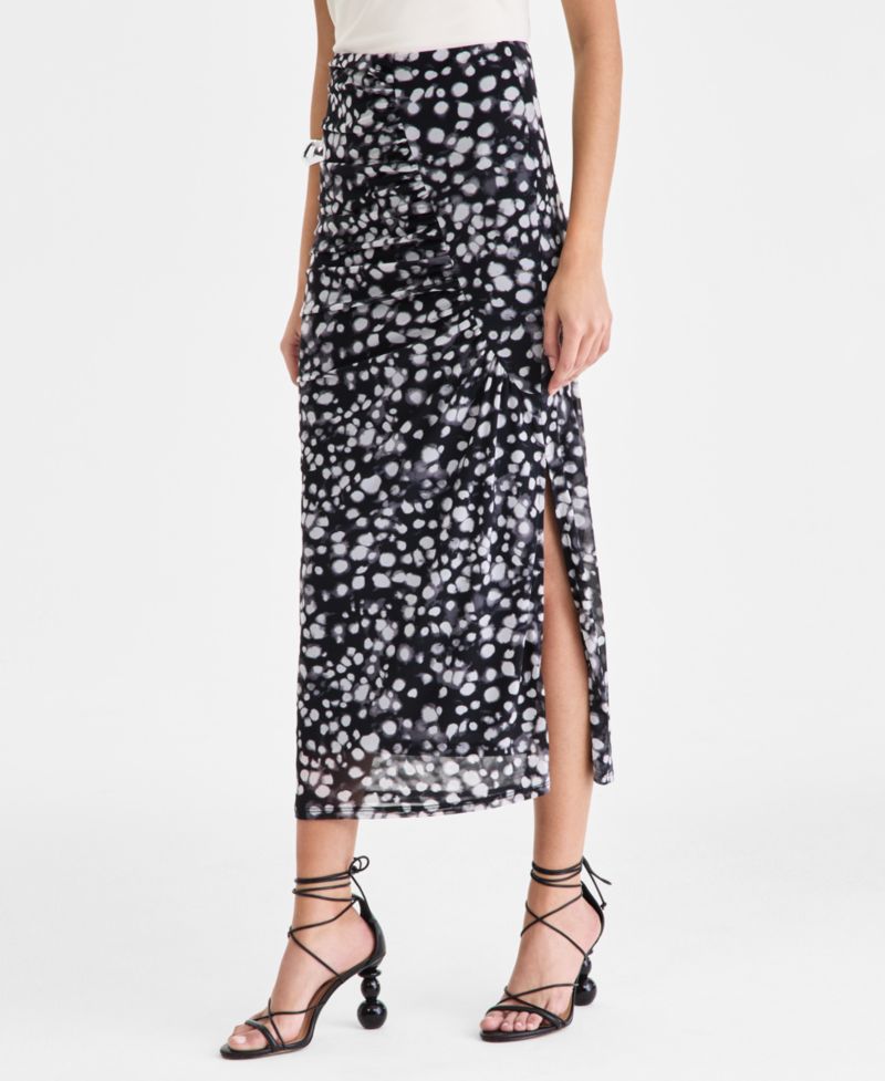 Women's Printed Mesh Midi Skirt