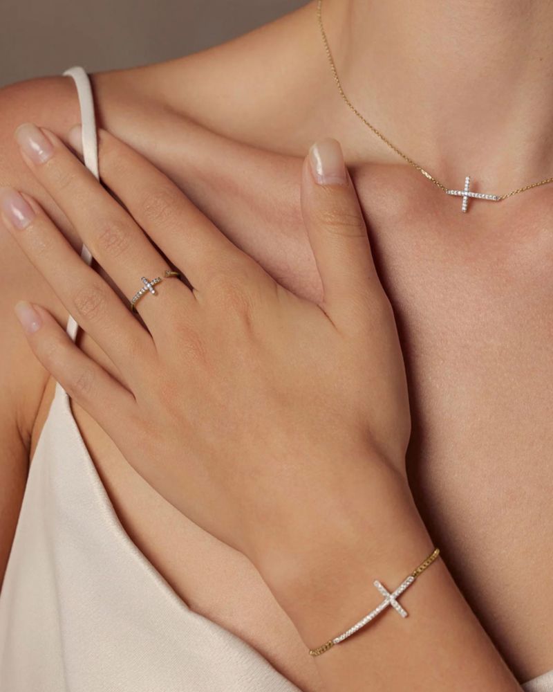 14k Gold Plated Cross Ring Faith Jewelry Dainty Trendy Everyday