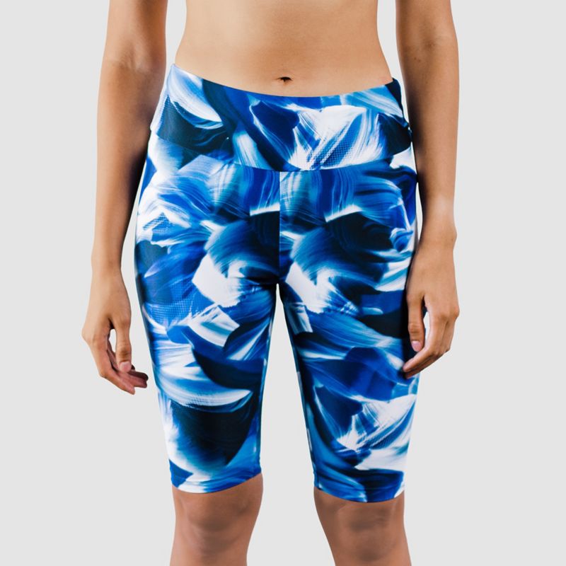 Women's Chlorine Resistant High Waisted Long Bike Swim Shorts