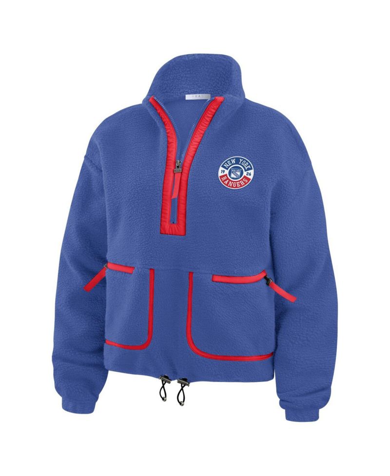 Women's Blue New York Rangers Polar Fleece Half-Zip Jacket