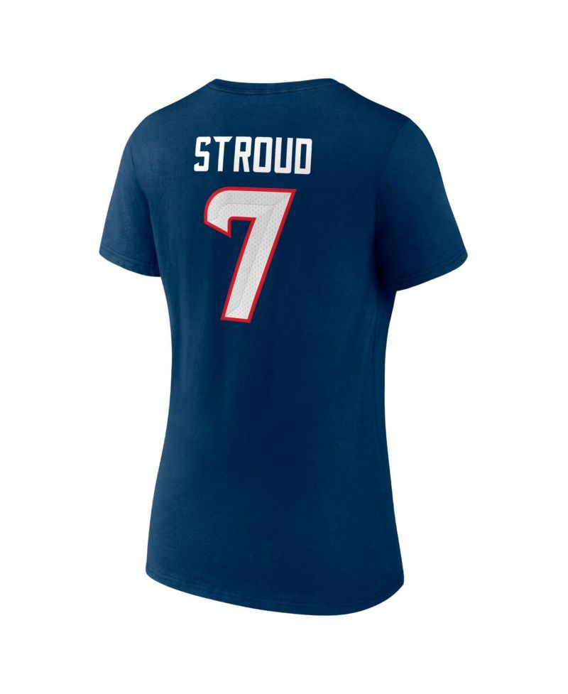 Women's C.J. Stroud Navy Houston Texans Icon Player Name & Number V-Neck T-Shirt