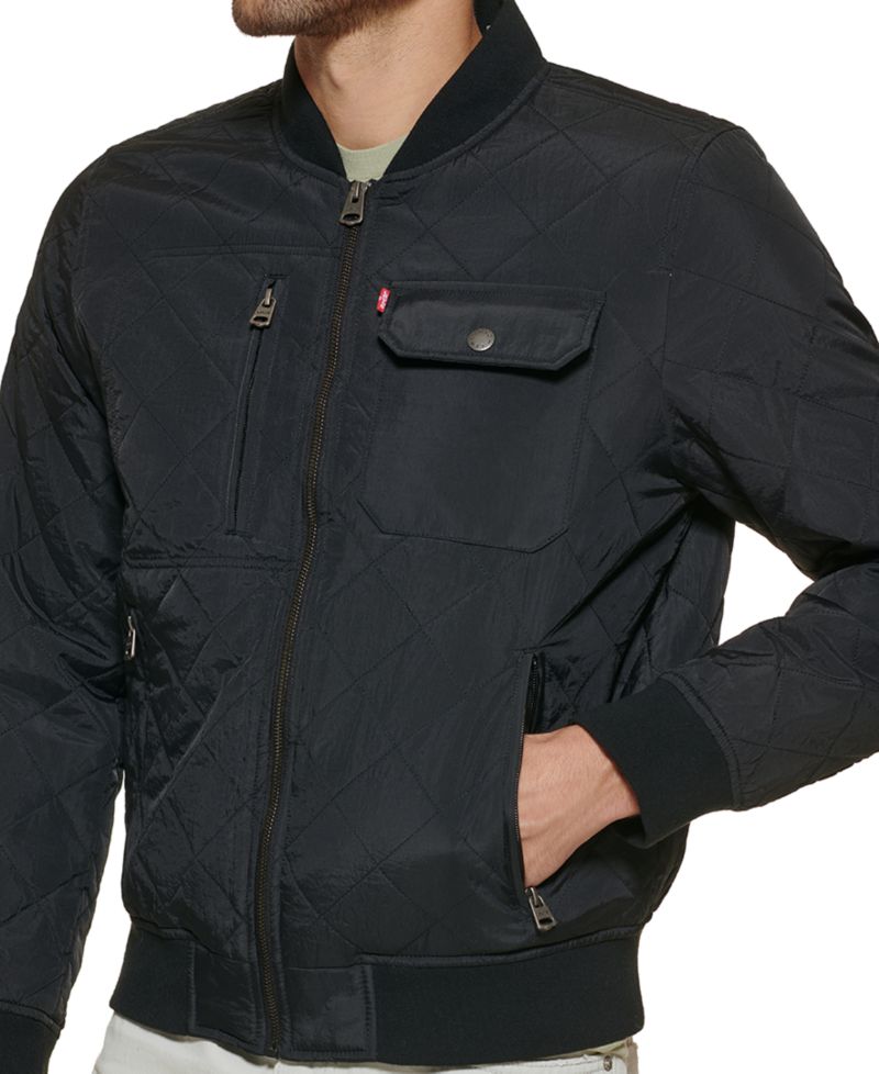 Men's Regular-Fit Diamond-Quilted Bomber Jacket