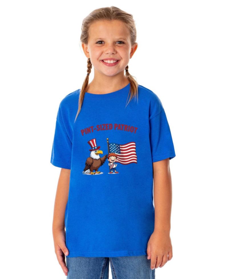 Unisex (XS-XL) 4th of July Pint-Sized Patriot Kids Funny Short-Sleeve T-Shirt