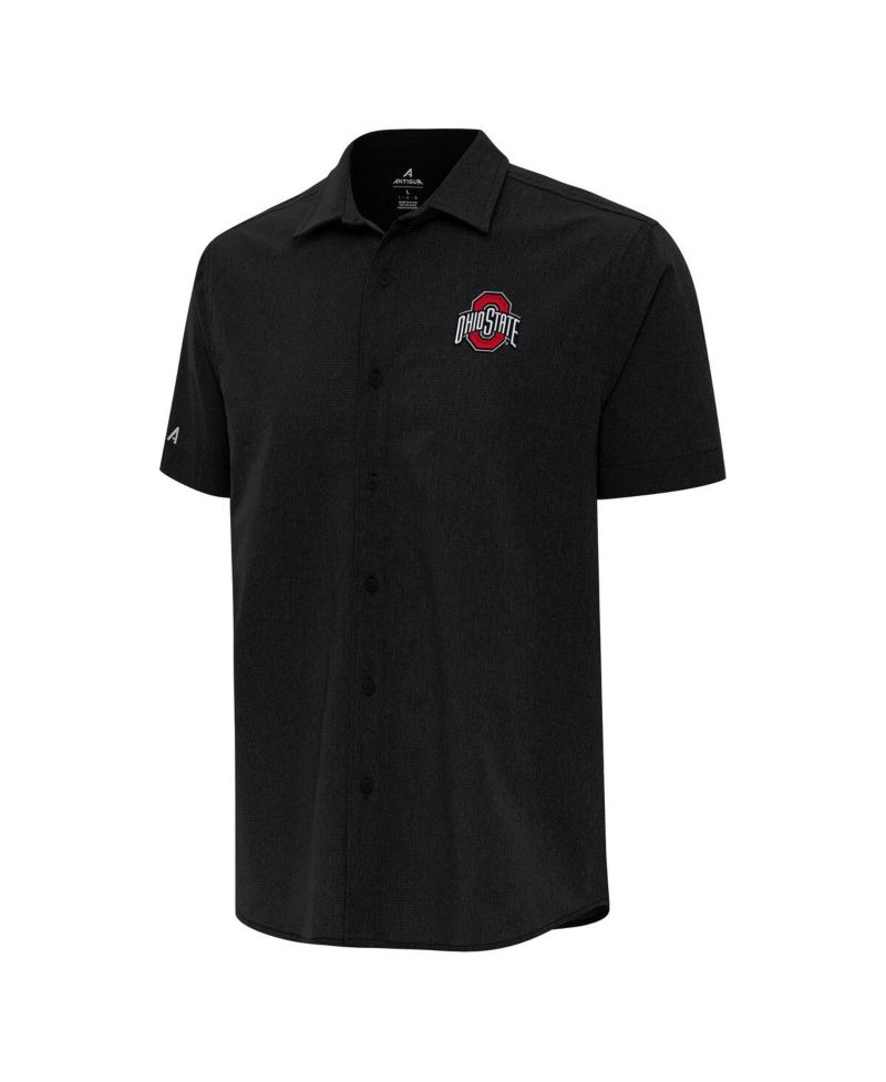 Men's Black Ohio State Buckeyes Activate Woven Short Sleeve Button-Down Shirt