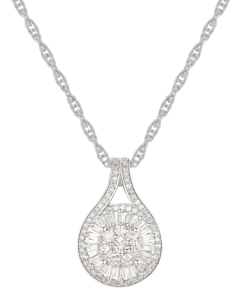 Diamond Baguette Cluster Pendant Necklace (1/2 ct. t.w.)