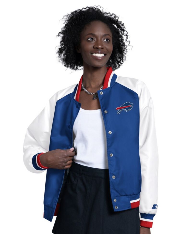 Women's Royal/White Buffalo Bills Raglan Blitz Full-Snap Varsity Jacket