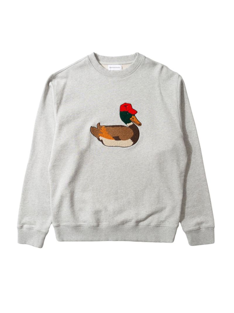 Men's Duck Hunt Crew Neck Relaxed-Fit Embroidered Duck Motif Sweatshirt