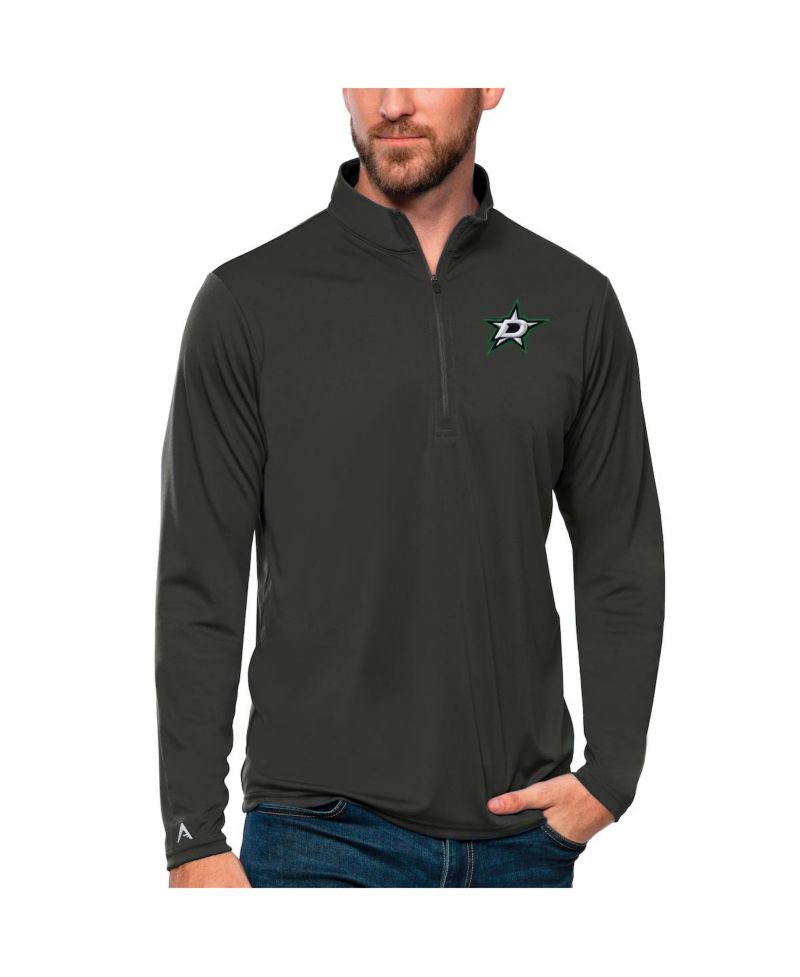 Men's Charcoal Dallas Stars Tribute Quarter-Zip Pullover Sweatshirt
