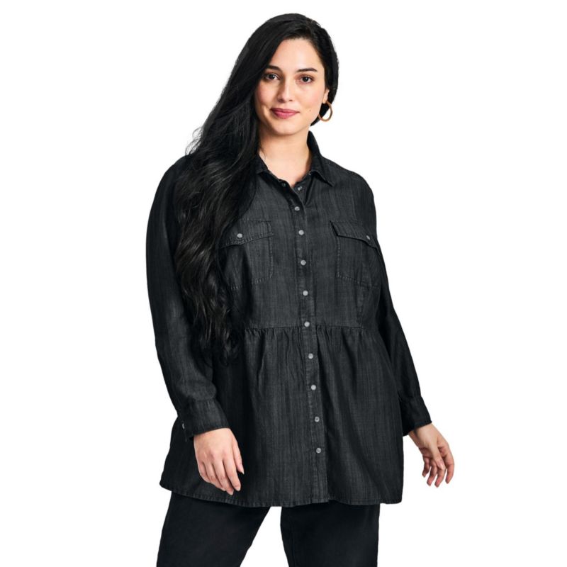 Women's Plus Size Denim Tiered Shirt