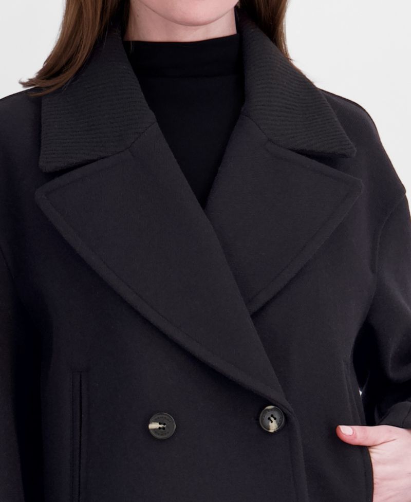 Women's Double-Breasted Notch-Collar Cropped Coat