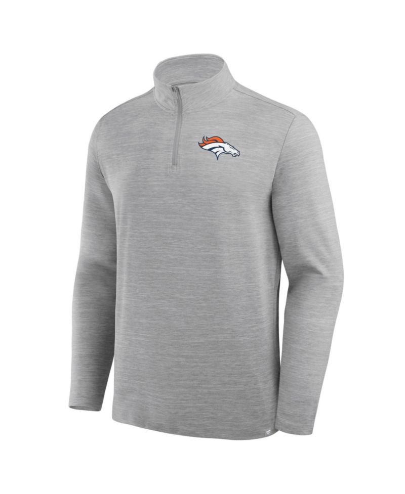 Men's Heather Gray Denver Broncos Clutch Quarter-Zip Pullover Sweatshirt