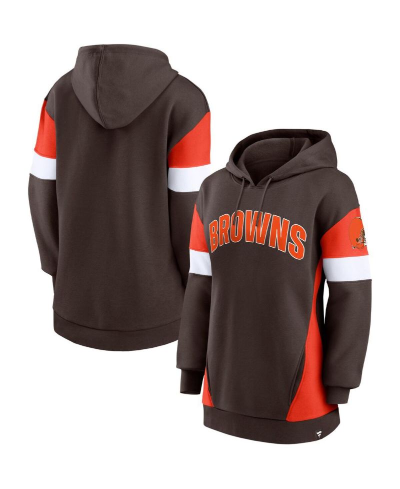 Women's Brown, Orange Cleveland Browns Lock It Down Pullover Hoodie