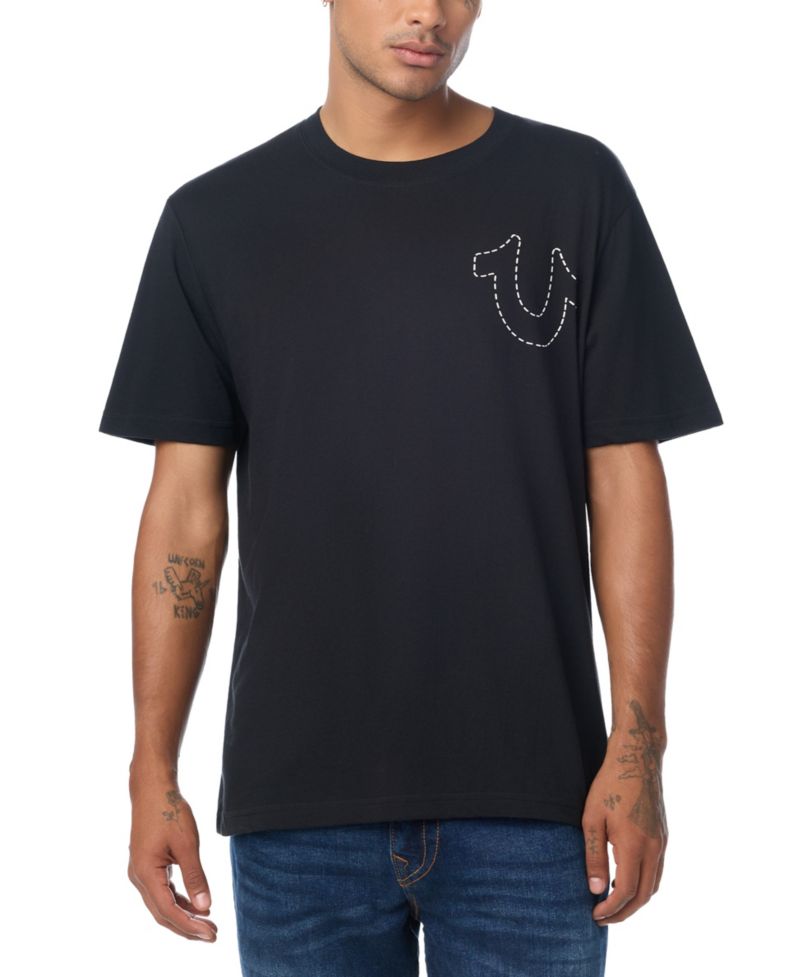 Men's Horseshoe Print Logo Crewneck Regular-Fit T-Shirt