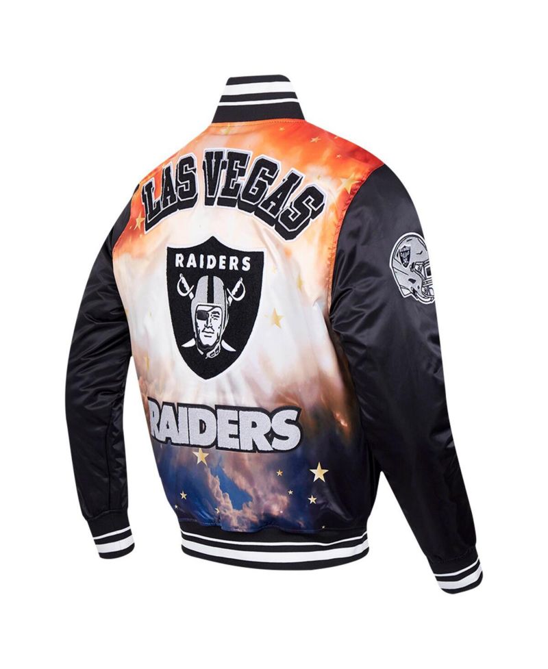 Men's Black Las Vegas Raiders Sublimated Satin Full-Snap Jacket
