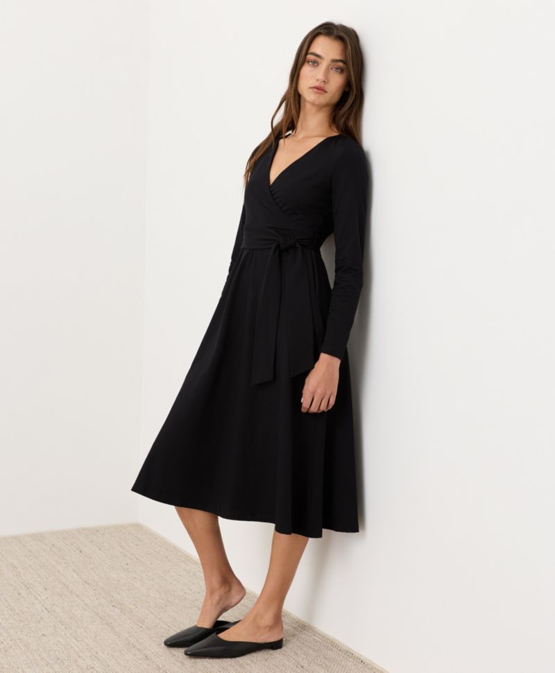 Women's Fit & Flare Wrap Dress Made With Organic Cotton