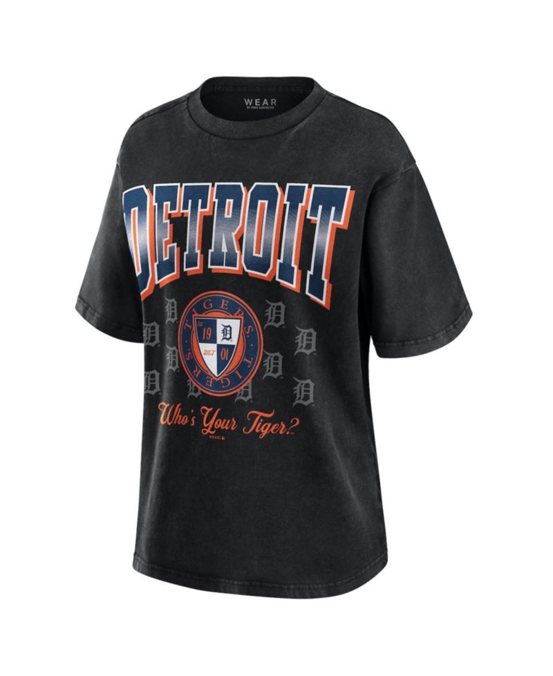 Women's Black Detroit Tigers Oversized Boyfriend T-Shirt