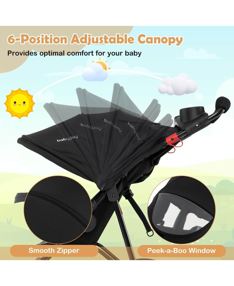 Jogging Stroller Foldable Jogger with Adjustable Canopy Detachable Tray Cup