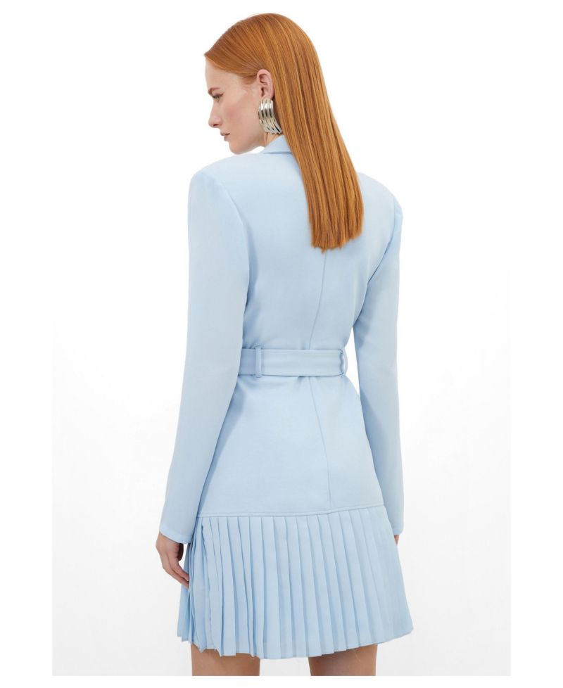 Women's Pleated Skirt Collared Mini Dress