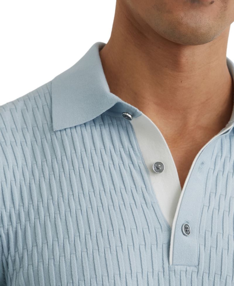Men's Era Half Button Textured Polo Shirt