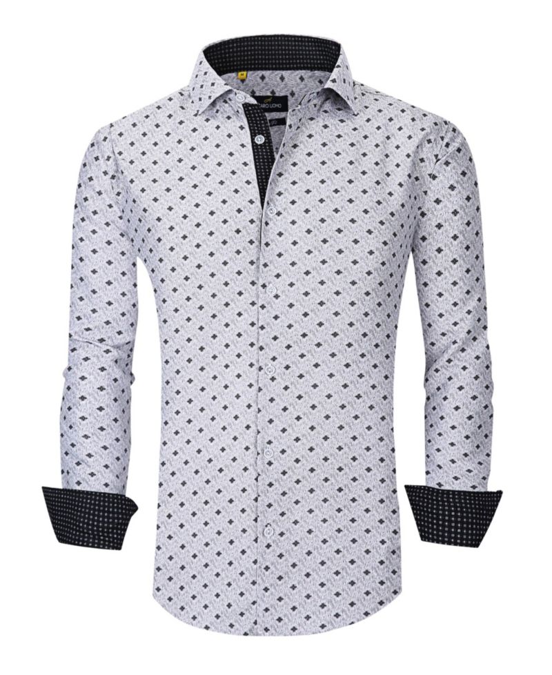 Men's Slim Fit Business Nautical Button Down Dress Shirt
