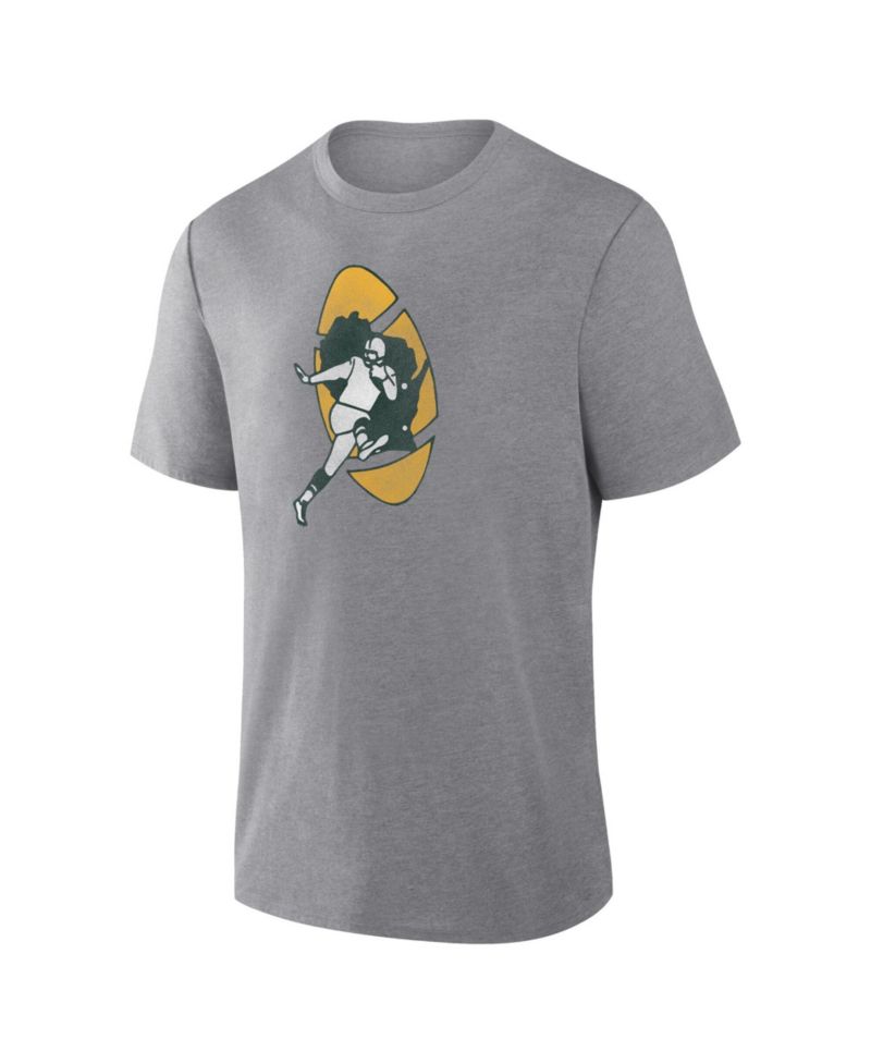 Men's Heather Gray Green Bay Packers Heritage Tribute Tri-Blend T-Shirt