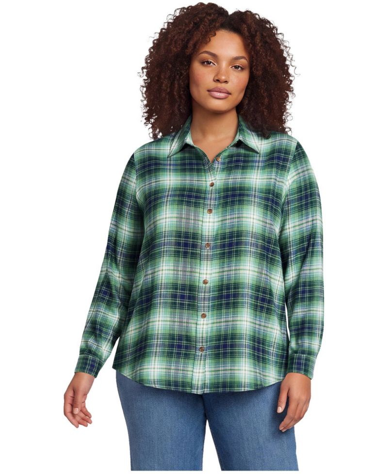 Plus Size Flannel Boyfriend Long Sleeve Shirt