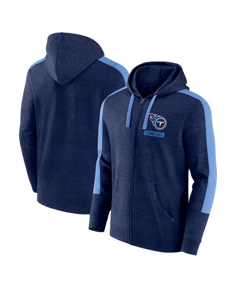 Men's Heather Navy Tennessee Titans Gains Full-Zip Hoodie