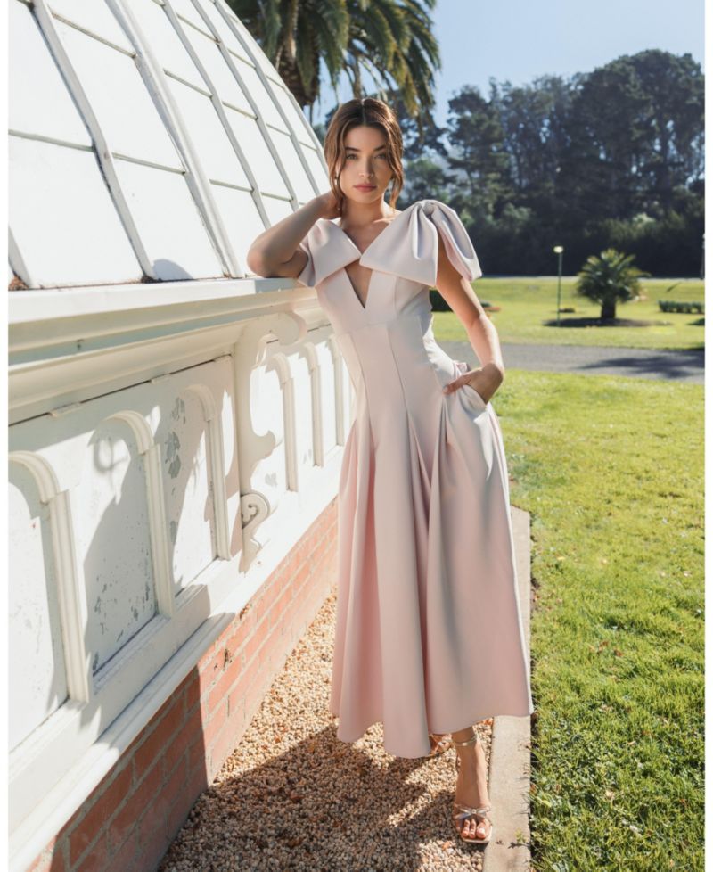 Women's Crepe A Line Midi Dress