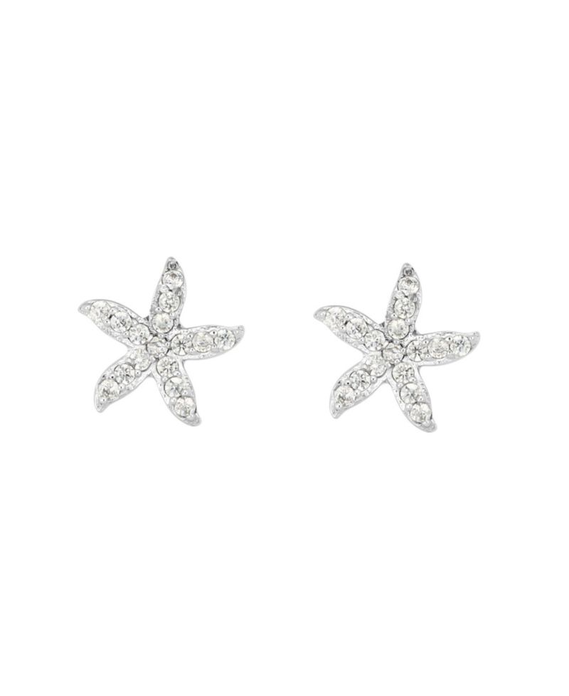 Sterling Silver Cubic Zirconia Petite Starfish Stud Earrings