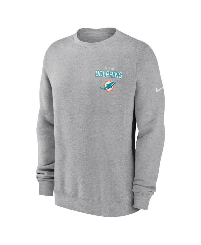 Men's Heather Gray Miami Dolphins Primetime Club Fleece Pullover Sweatshirt