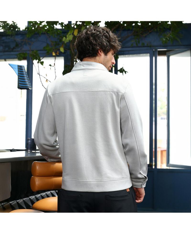 Men's Cloud Grey Panel-Stitch Knit Jacket
