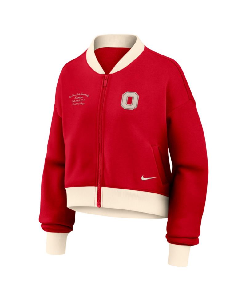Women's Ohio State Buckeyes Oversized Cropped Fleece Bomber Jacket